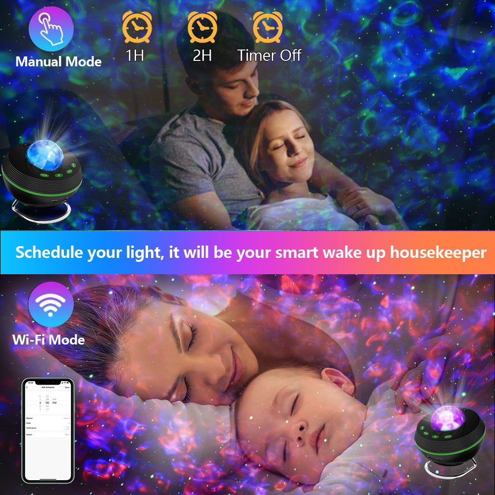 New WiFi Tuya Smart LED Star Galaxy Projector Ocean Wave Starry Sky Night Light Nebula Atmospher Lamp Blueteeth USB Music Player