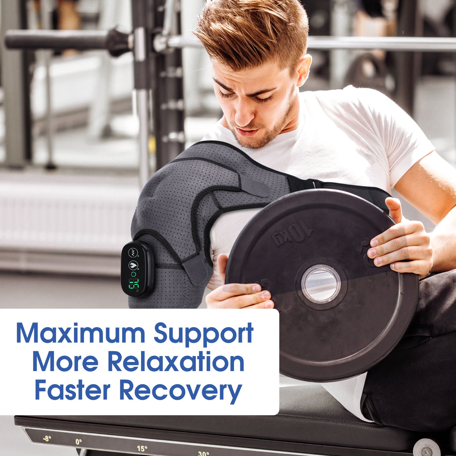 Electric Heated Shoulder Brace – LED Display, Vibration Massage & Pain Relief Support