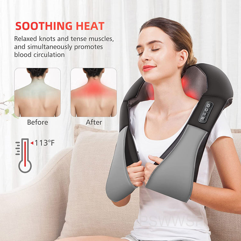 Shiatsu Electric Neck, Shoulder & Back Massager – U-Shaped Deep Tissue Kneading with Heat