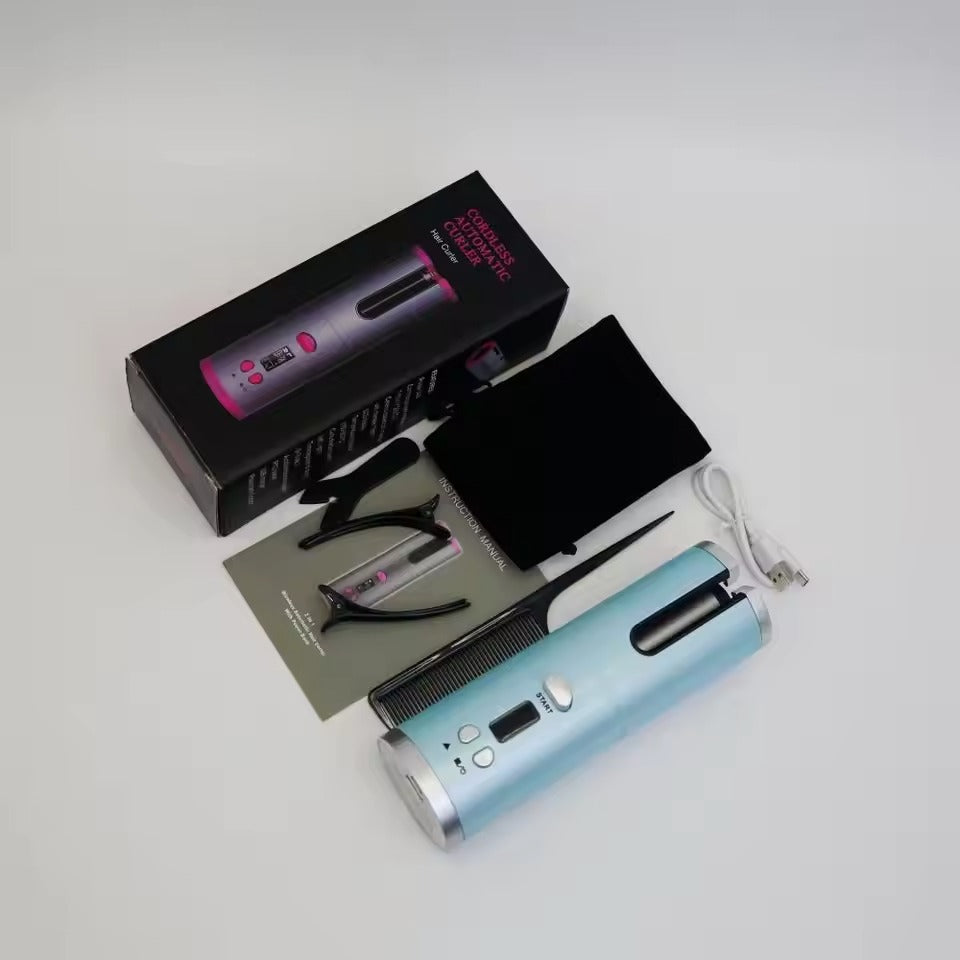 Cordless Automatic Rotating Hair Curler – LED Display, Adjustable Temperature & Styling Tool Set