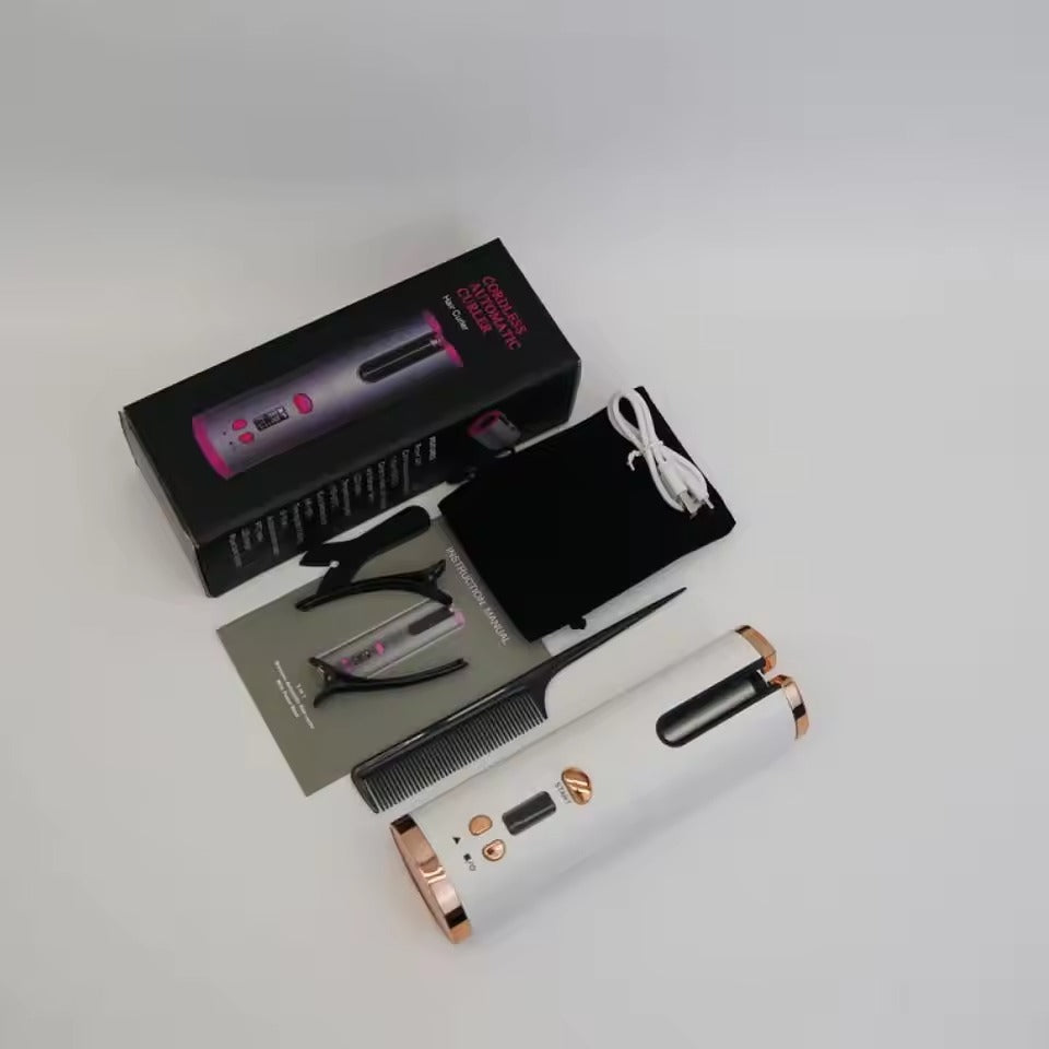 Cordless Automatic Rotating Hair Curler – LED Display, Adjustable Temperature & Styling Tool Set