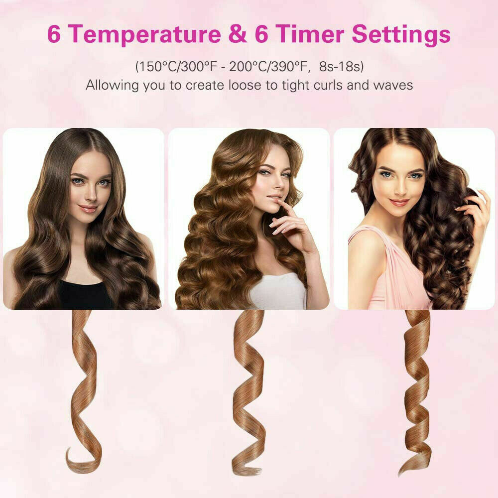 Cordless Automatic Rotating Hair Curler – LED Display, Adjustable Temperature & Styling Tool Set