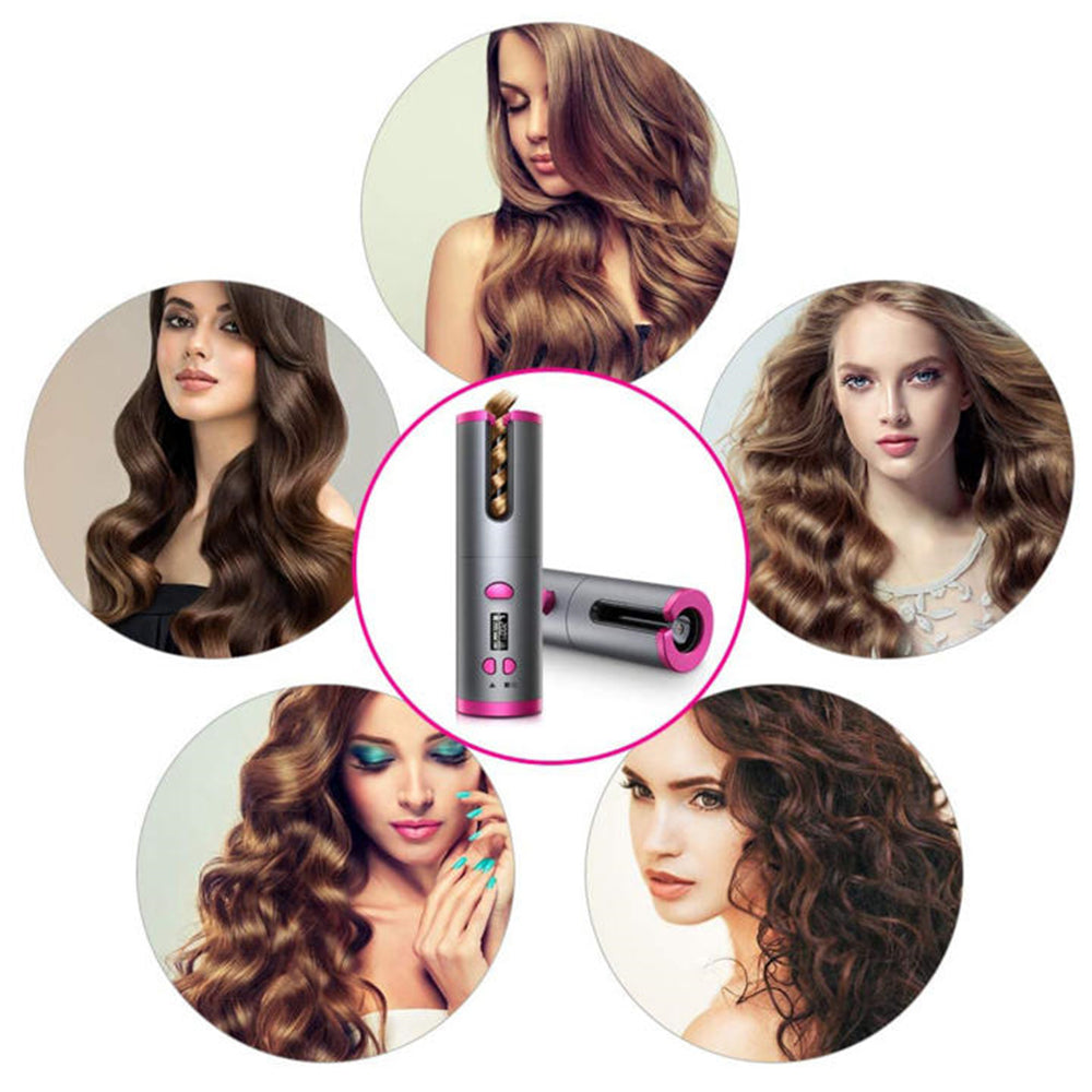 Cordless Automatic Rotating Hair Curler – LED Display, Adjustable Temperature & Styling Tool Set