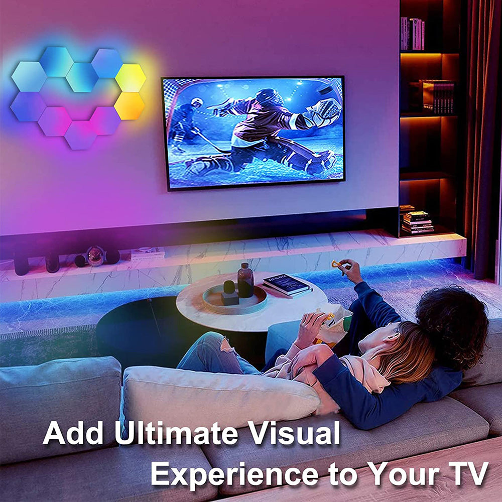 App/Remote Control Smart Hexagon Lights Panels Gaming Music Sync Hexagon Lights Cellular RGB Wall Sconces Quantum Night Lights