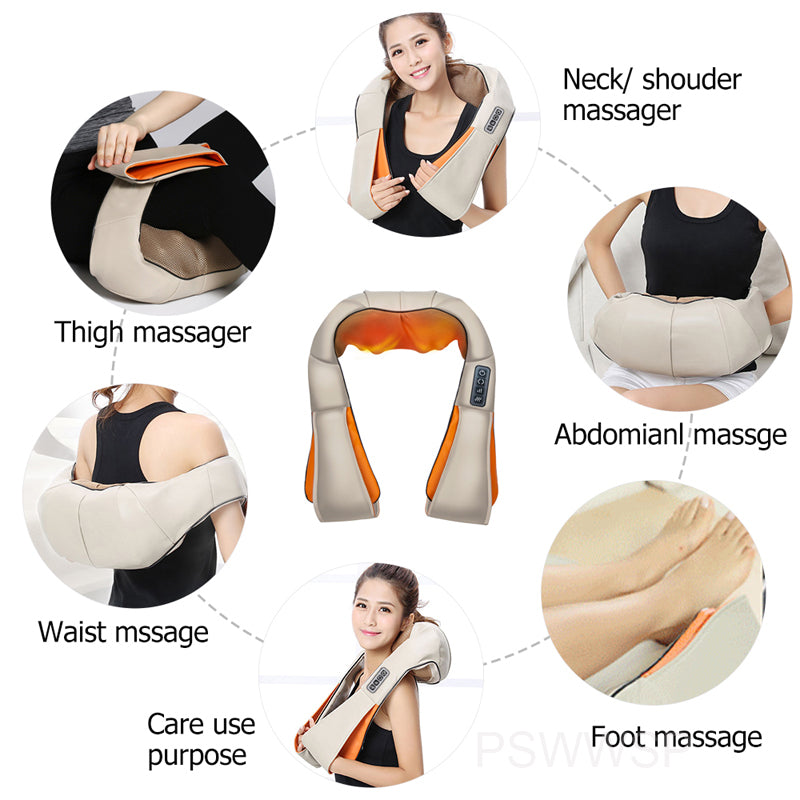 Shiatsu Electric Neck, Shoulder & Back Massager – U-Shaped Deep Tissue Kneading with Heat