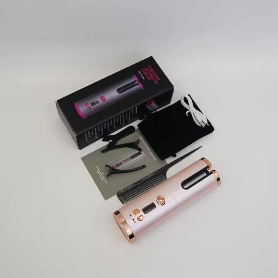 Cordless Automatic Rotating Hair Curler – LED Display, Adjustable Temperature & Styling Tool Set