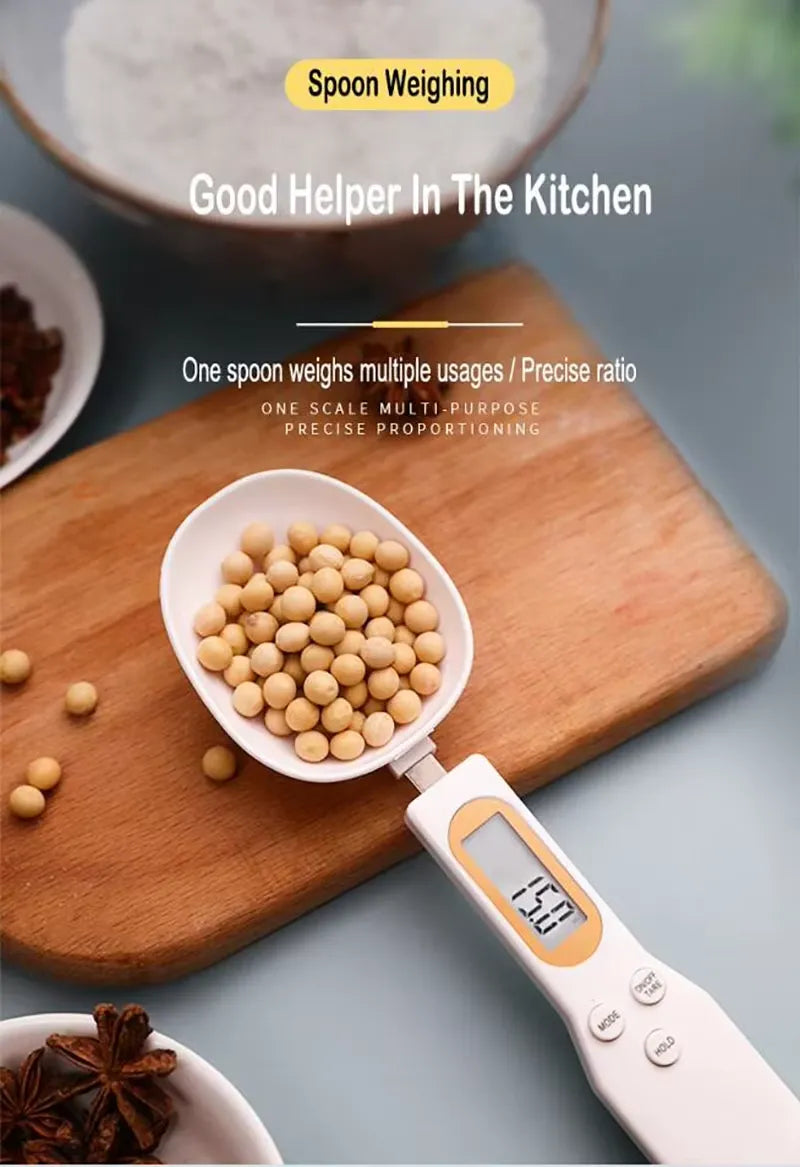 Electronic Weighing Spoon LCD Digital Kitchen Scale Cooking Food Weight Measuring Tool USB Charging, Battery Type 1 Pc