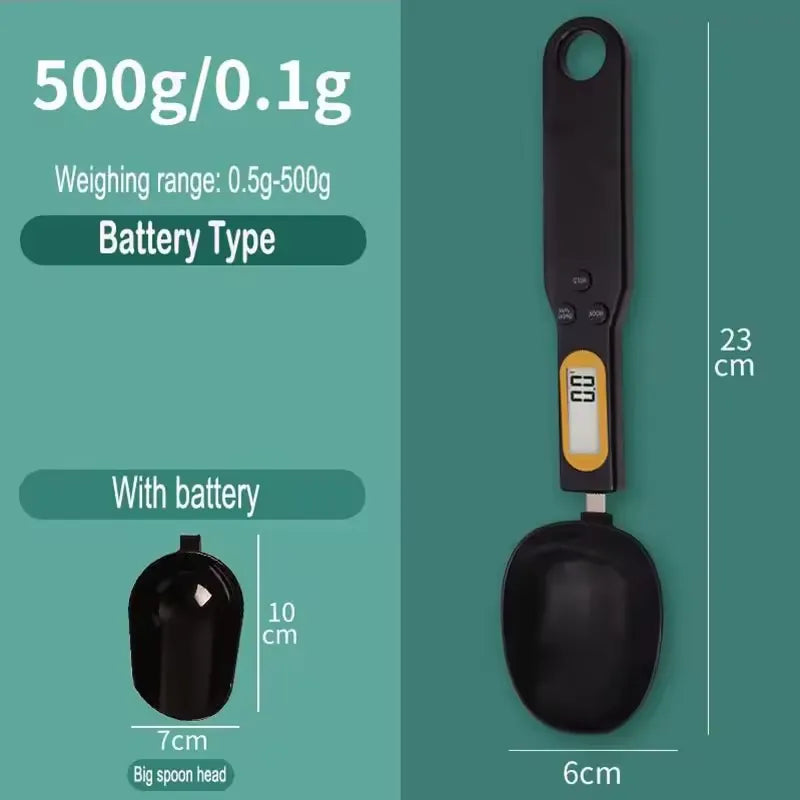 Electronic Weighing Spoon LCD Digital Kitchen Scale Cooking Food Weight Measuring Tool USB Charging, Battery Type 1 Pc