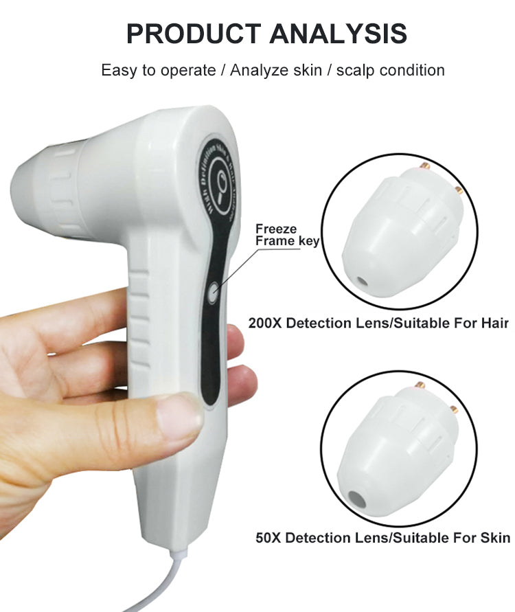 7 inch Skin Analyzer Machine Scalp Detector Hair Follicles Oil Moisture Tester Facial Skin Hair Analyzer Machine Rechargeable