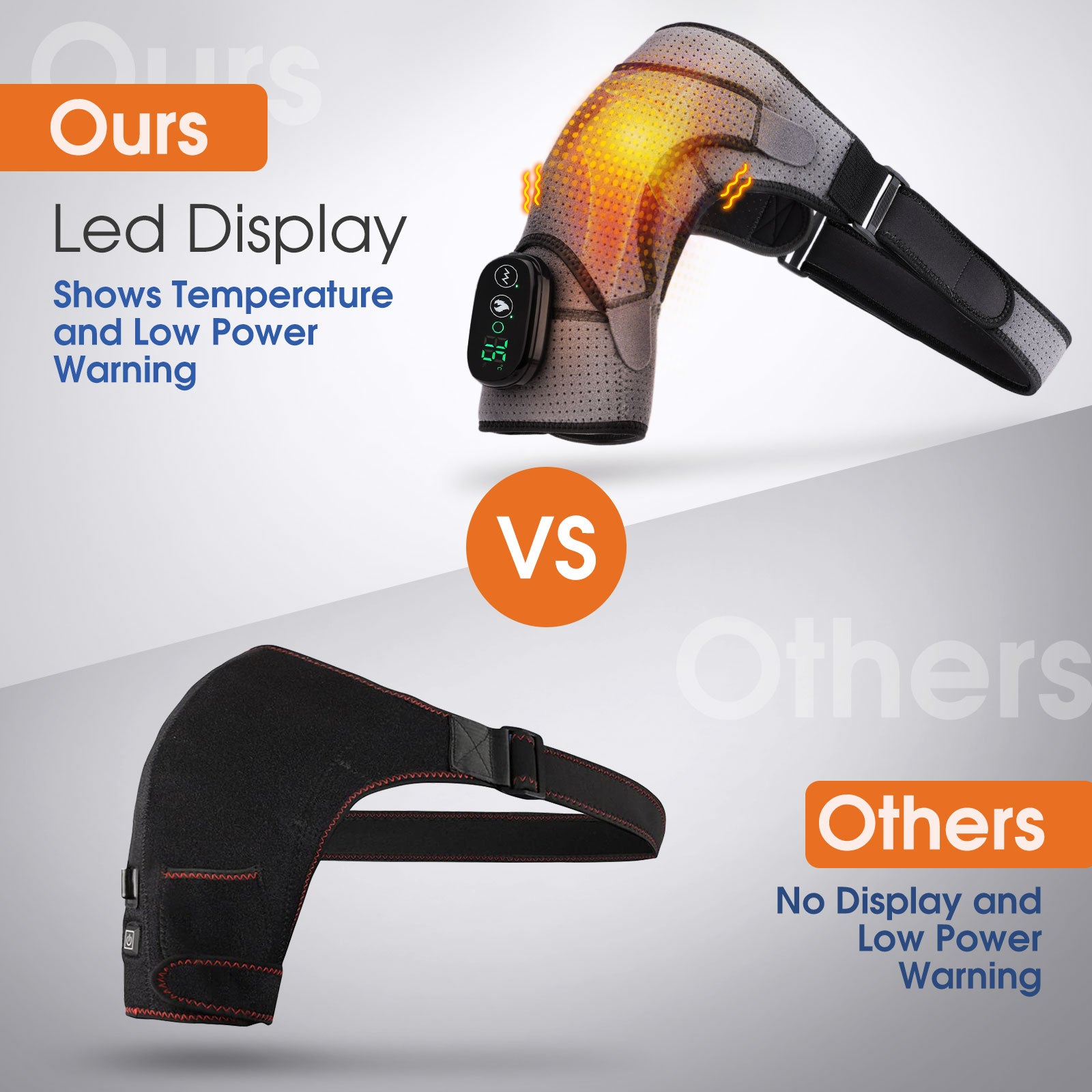 Electric Heated Shoulder Brace – LED Display, Vibration Massage & Pain Relief Support