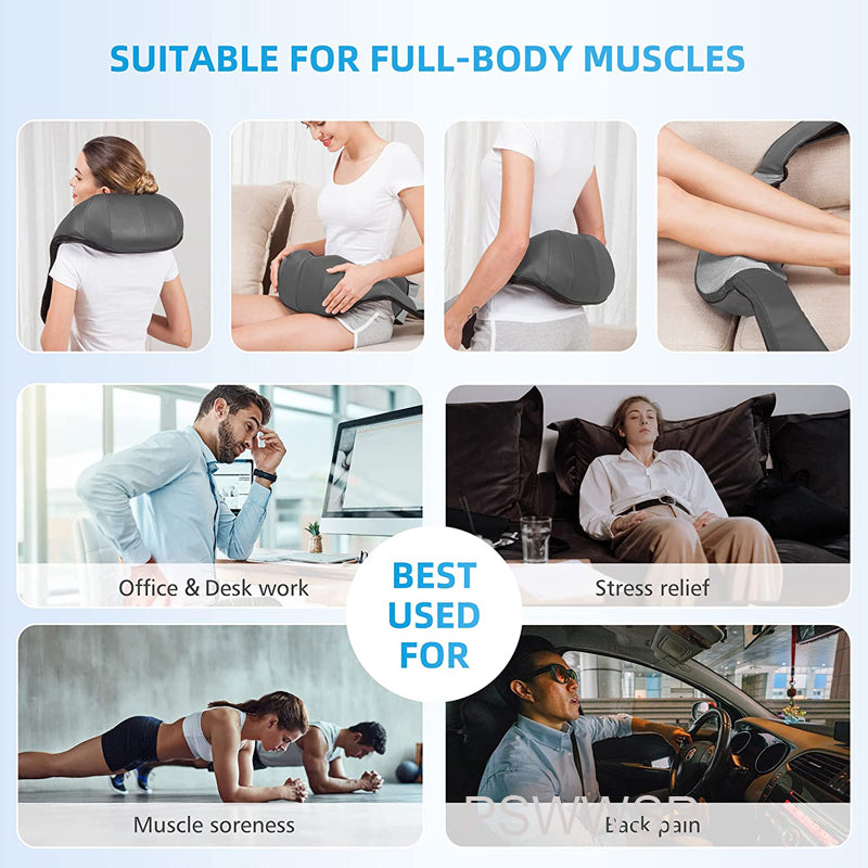 Shiatsu Electric Neck, Shoulder & Back Massager – U-Shaped Deep Tissue Kneading with Heat