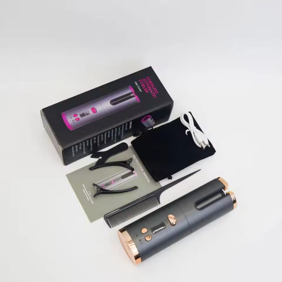Cordless Automatic Rotating Hair Curler – LED Display, Adjustable Temperature & Styling Tool Set